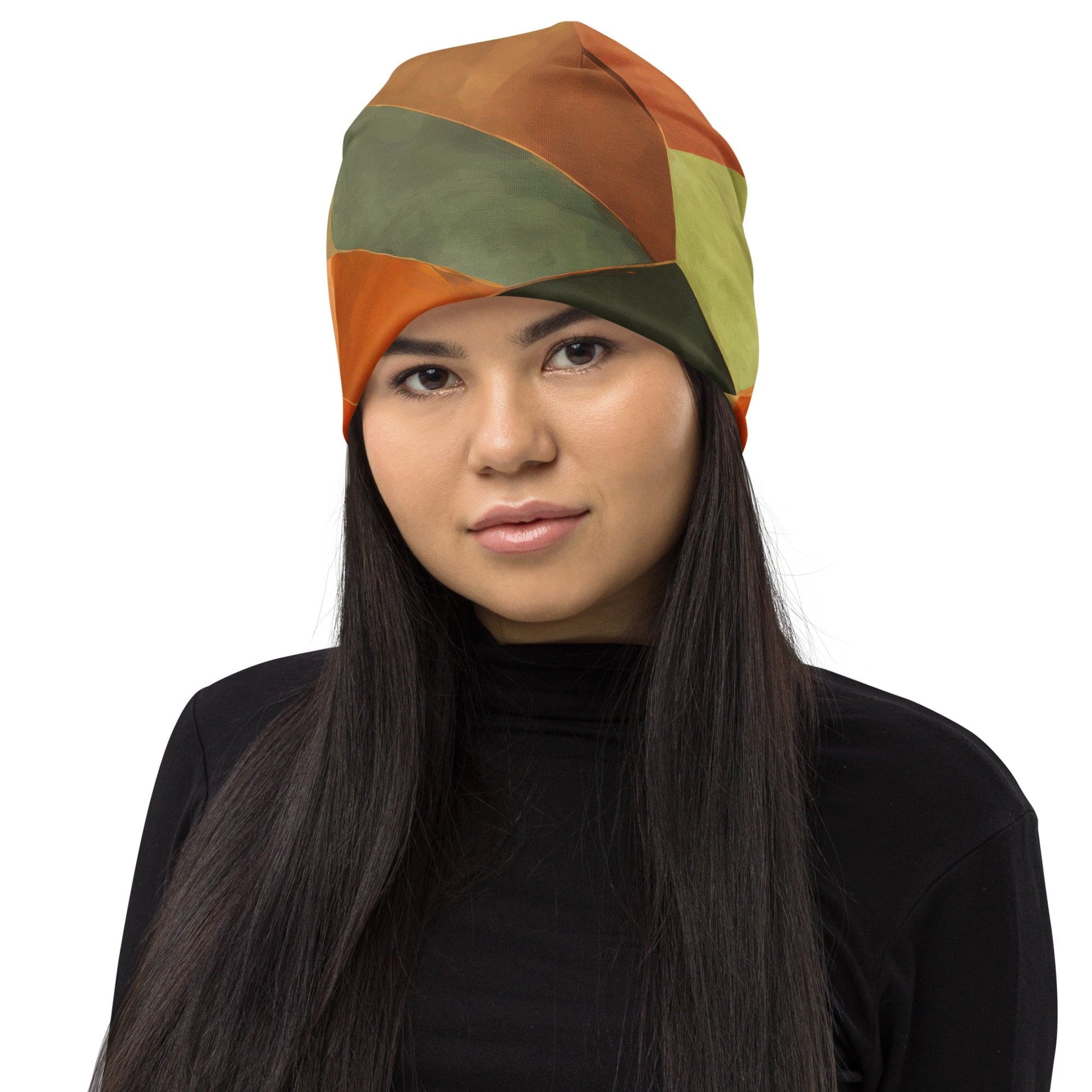 Double-layered Beanie Hat Rustic Red Abstract Pattern-0
