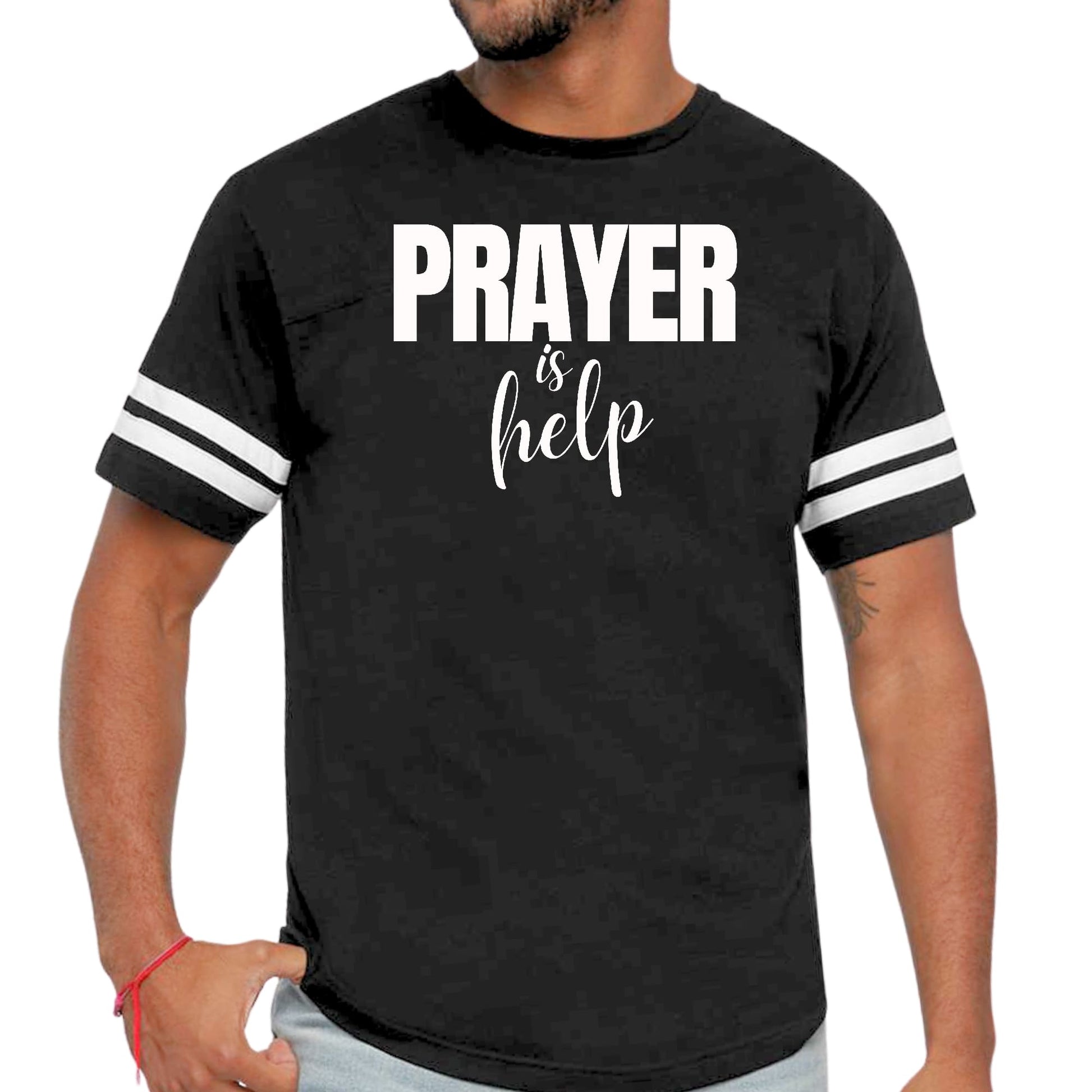Mens Vintage Sport Graphic T-shirt Say it Soul - Prayer is Help-0