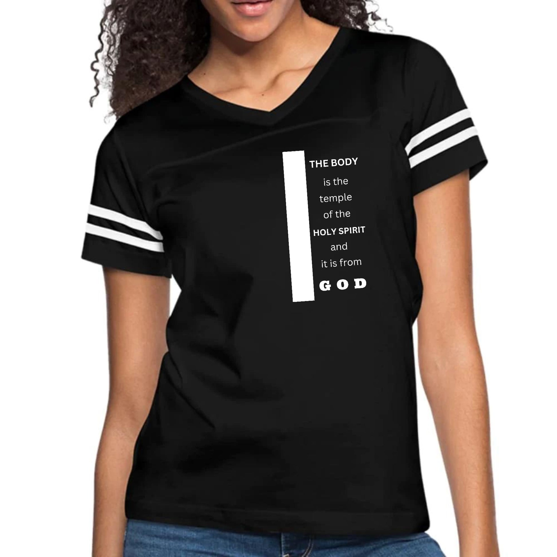 Womens Vintage Sport Graphic T-shirt - the Body is the Temple-0